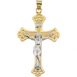 14K Yellow Gold Two Tone Crucifix Pendant