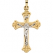 14K Yellow Gold Two Tone Crucifix Pendant
