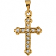 Picture of 14K Yellow Gold Cross Pendant With Diamond