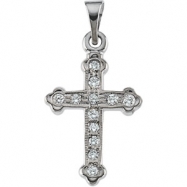 Picture of 14K White Gold Cross Pendant With Diamond