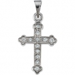 14K White Gold Cross Pendant With Diamond