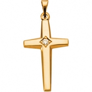 Picture of 14K Yellow Gold Cross Pendant With Diamond