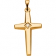 14K Yellow Gold Cross Pendant With Diamond