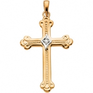 Picture of 14K Yellow Gold Cross Pendant With Diamond