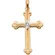14K Yellow Gold Cross Pendant With Diamond