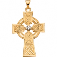 Picture of 14K Yellow Gold Cross Pendant With Diamond