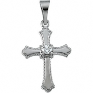 Picture of 14K White Gold Cross Pendant With Diamond