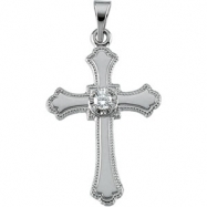 Picture of 14K White Gold Cross Pendant With Diamond