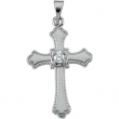 14K White Gold Cross Pendant With Diamond