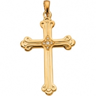 Picture of 14K Yellow Gold Cross Pendant With Diamond