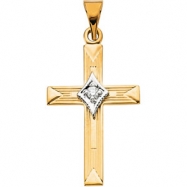 Picture of 14K Yellow Gold Cross Pendant With Diamond