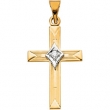 14K Yellow Gold Cross Pendant With Diamond