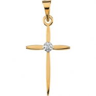 Picture of 14K Yellow Gold Cross Pendant With Diamond