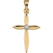 Picture of 14K Yellow Gold Cross Pendant With Diamond`