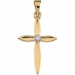 14K Yellow Gold Cross Pendant With Diamond`