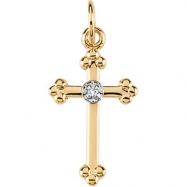 Picture of 14K Yellow Gold Cross Pendant With Diamond