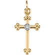 14K Yellow Gold Cross Pendant With Diamond