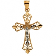 Picture of 14K Yellow White Gold Two Tone Crucifix Pendant