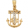 14K Yellow White Gold Two Tone Mariners Cross