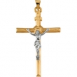 14K Yellow White Gold Two Tone Crucifix Pendant