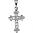 14K White Gold Cross Pendant With Diamond