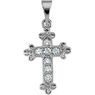 Picture of 14K White Gold Cross Pendant With Diamond