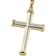 14K Yellow White Gold 34.75 X Two Tone Cross Pendant