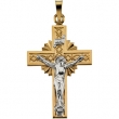 14K Yellow White Gold Two-tone Crucifix Pendant