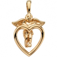 Picture of 14K Yellow Gold Heart And Angel Pendant