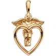 14K Yellow Gold Heart And Angel Pendant