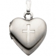 Sterling Silver 15.50 X 13.00 Heart Locket With Cross