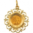 14K Yellow Gold 18.5 Rd St Francis Pend Medal