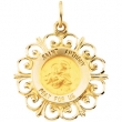 14K Yellow Gold 18.5 Rd St Anthony Pend Medal
