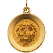 Picture of 14K Yellow Gold 14.75 Rd Baptism Pendant Medal