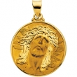 14K Yellow Gold Hollow Face Of Jesus (ecce Homo) Pendant