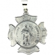 14K White Gold Hollow St. Florian Medal
