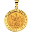 14K Yellow Gold Hollow Round St. Christopher Medal