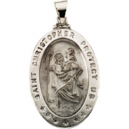 Picture of 14K White Gold Hollow Oval St. Christopher Medal