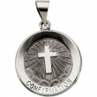 14K White Gold Hollow Confirmation Medal