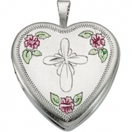 Picture of Sterling Silver Tri Color Fancy Cross Locket