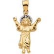 14K Yellow White Gold Two Tone Divino Nino (infant Jesus) Pendant