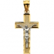 14K Yellow White Gold Two Tone Crucifix Pendant