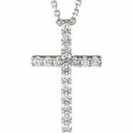 Picture of 14K White 1/6 CTTW PETITE DIAMOND CROSS WITH CHAIN Petite Diamond Cross W/chain