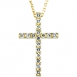 14K Yellow  Petite Diamond Cross W/pendant