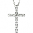 14K White 1/3 CTW Petite Diamond Cross W/chain