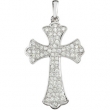 14K White Gold 26.37x18.08 Diamond Cross