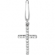 14K White Gold Tiny Diamond Cross Charm Pendant