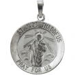 14K White 18.25 Rd St. Jude Pendant Medal