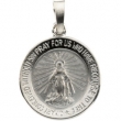 14K White 14.75 Rd Miraculous Pendant Medal