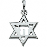 Picture of 14K Yellow Gold Star Of David Chai Pendant